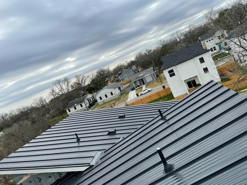 Standing seam metal roof panels with vents for Skylight Repair in Poplar Grove